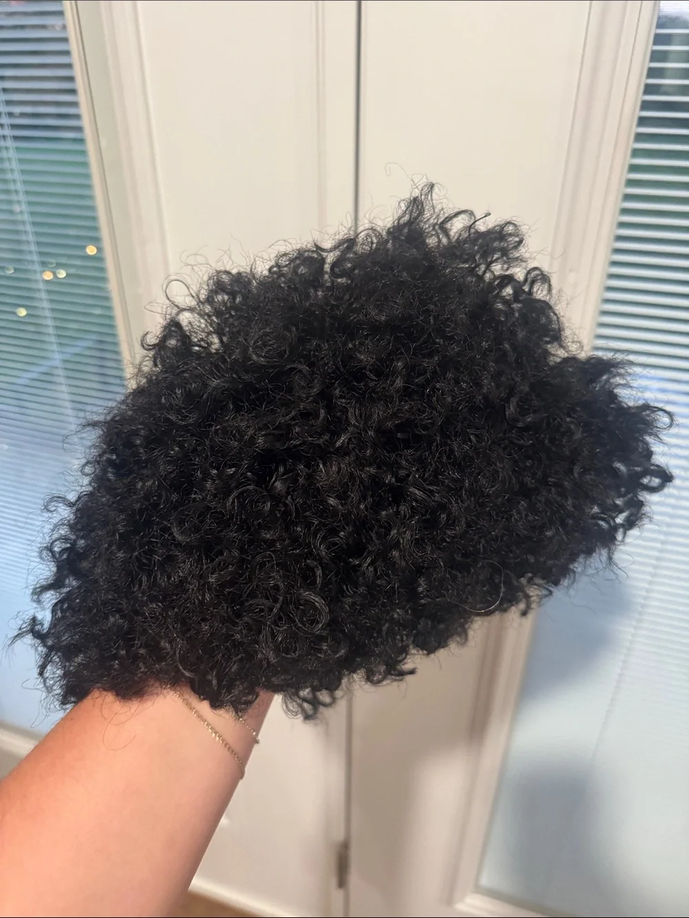 Curly Black Human Hairpiece - Natural Texture